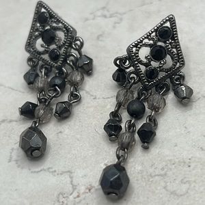 Art Deco Gunmetal Post Earrings.
